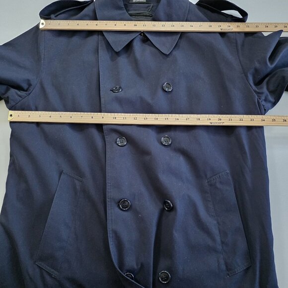 VTG London Fog Long Trench Coat 40R Men Navy Detach Lining Retro Grunge NO BELT - Picture 4 of 16